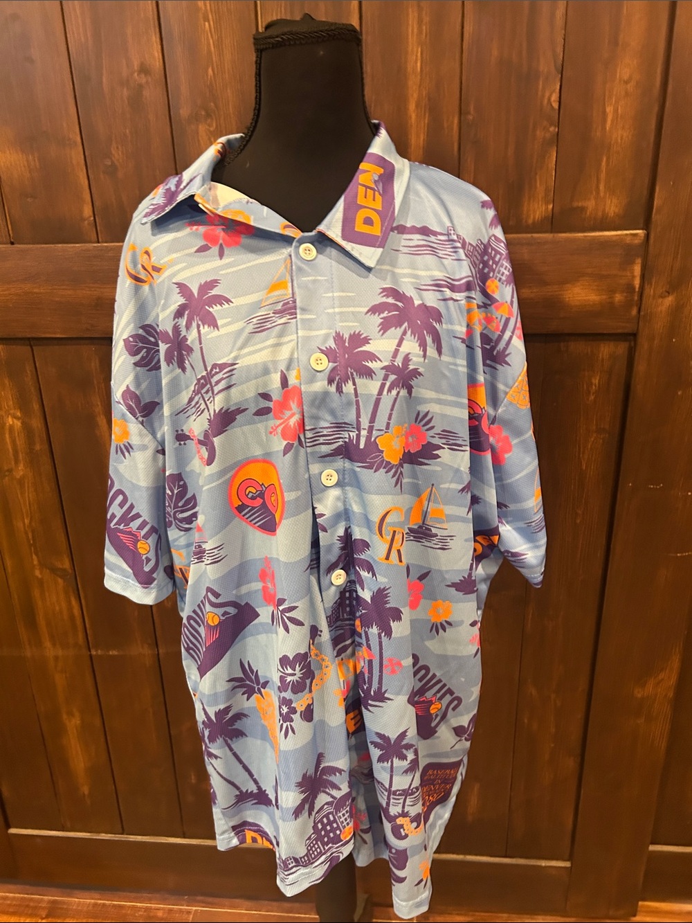 Kids Light Blue Tropical Button-Up Pajama Top
